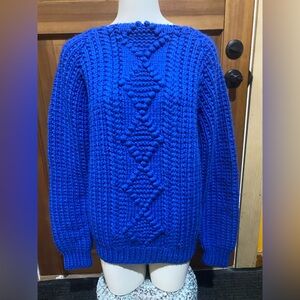 Blue Handmade Hand Knit Fisherman’s Style Sweater